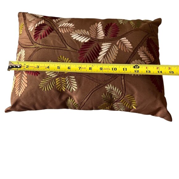Pier 1 Pillows Embroidered Leaf Lumbar Set of 3 Couch Rectangular Brown Zipper - Picture 10 of 11